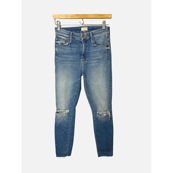 Mother High Waisted Looker Distressed High-Rise Skinny Jeans Thrilling Shots 25 - Picture 3 of 10